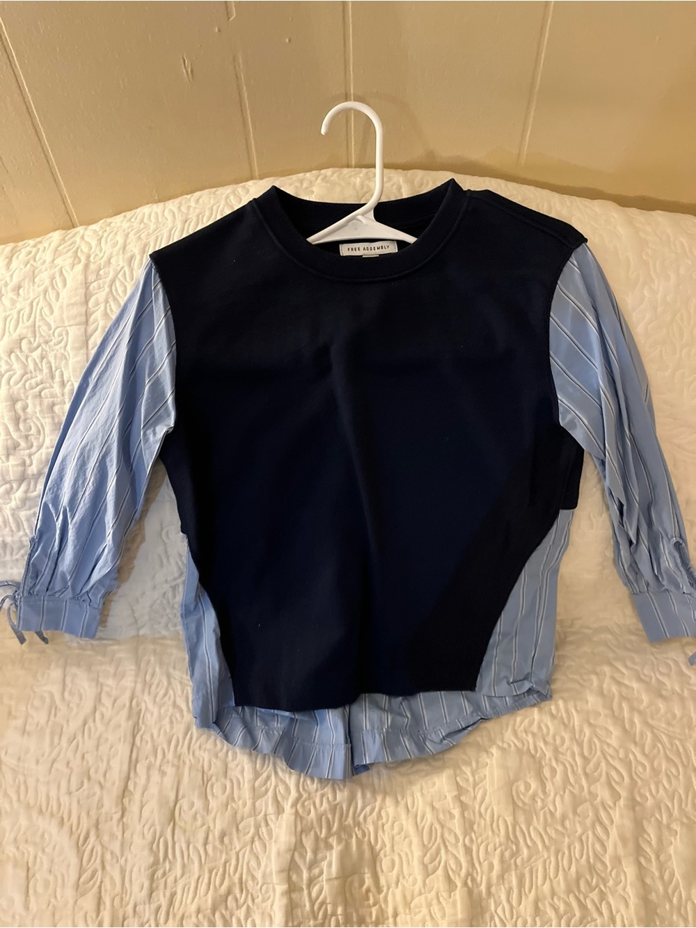 Black & Light Blue Layered-Look Top